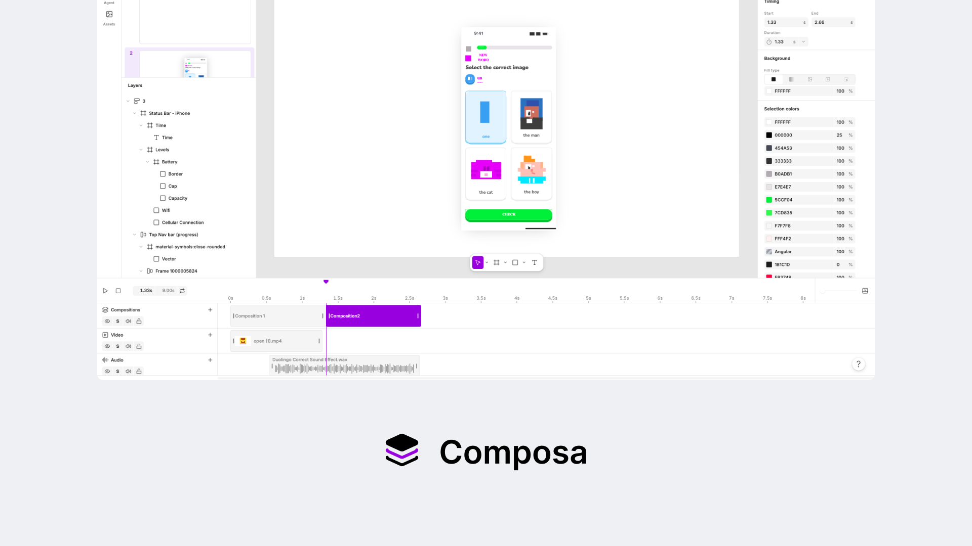Composa editor and wordmark